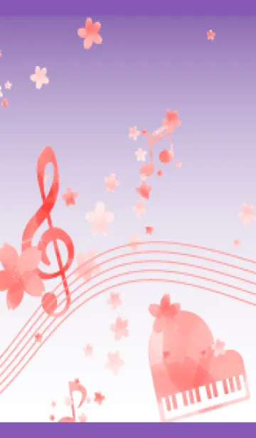 [LINE着せ替え] 桜と音符 紫の画像1