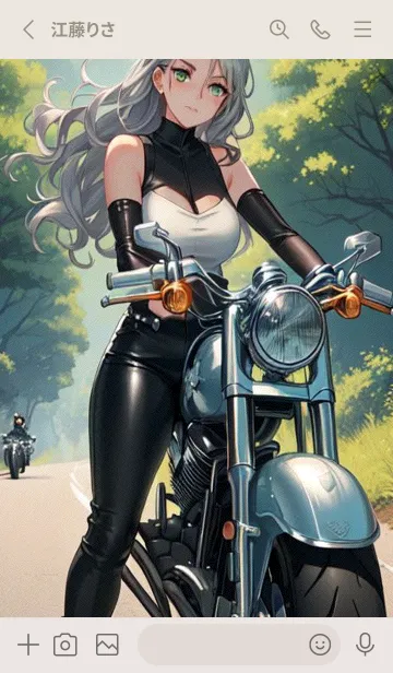 [LINE着せ替え] 重いオートバイを乗る女の子 Ii0K1の画像2