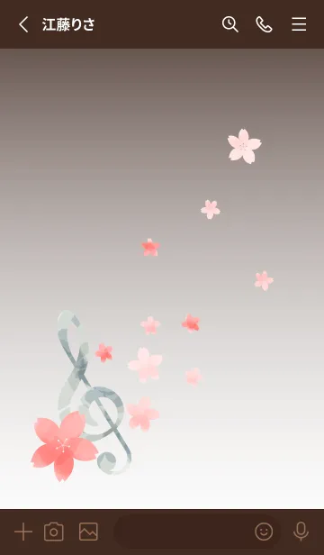 [LINE着せ替え] さくらとト音記号 茶色の画像2