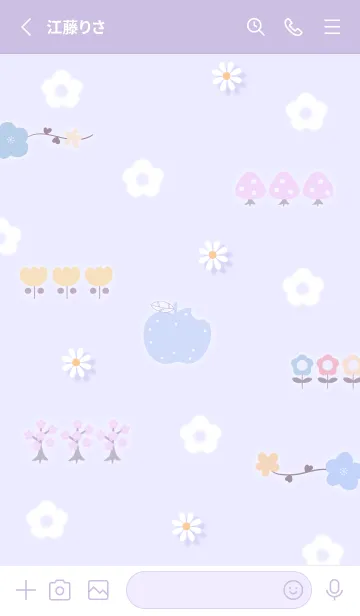 [LINE着せ替え] purple 花模様05_1の画像2