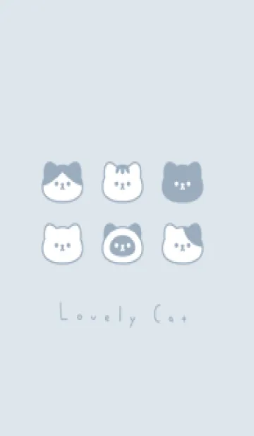 [LINE着せ替え] ねこのかお。淡いブルーグレーの画像1