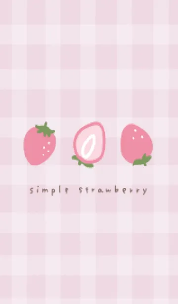 [LINE着せ替え] シンプルいちご/ピンク×チェックの画像1