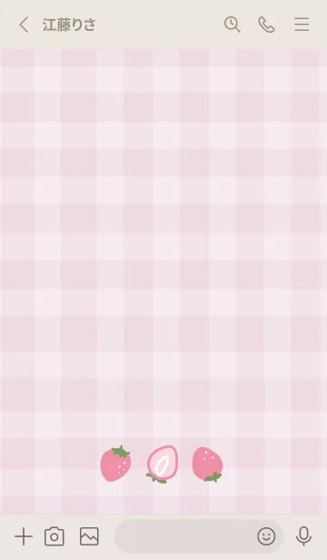 [LINE着せ替え] シンプルいちご/ピンク×チェックの画像2