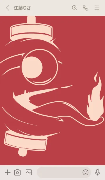 [LINE着せ替え] kabemon-提灯おばけ 臙脂の画像2