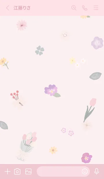 [LINE着せ替え] さくら色 ハートの花束06_1の画像2