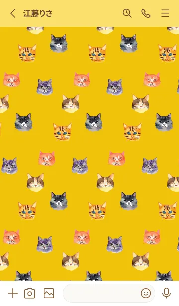 [LINE着せ替え] yellow 猫の顔の画像2