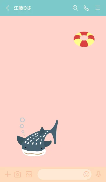 [LINE着せ替え] ジンベエザメ ピンクと水色の画像2