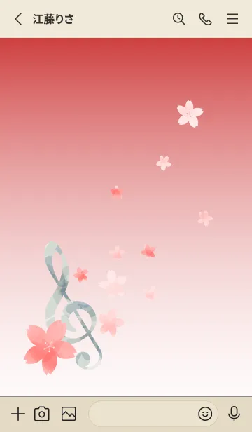 [LINE着せ替え] さくらとト音記号 赤とベージュの画像2