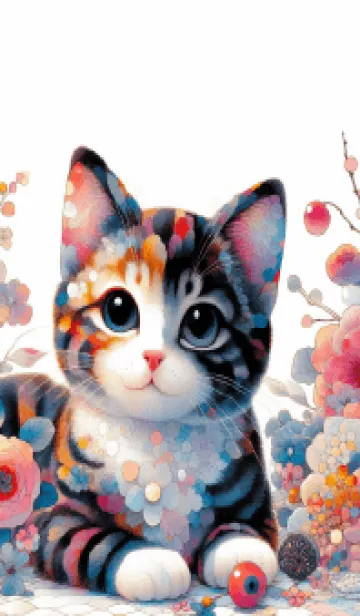 [LINE着せ替え] 花の色彩猫の画像1