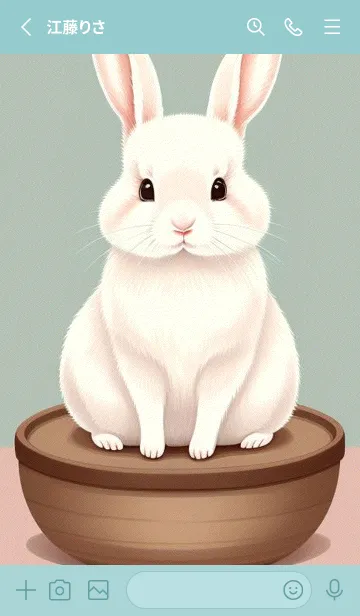 [LINE着せ替え] ふわふわのうさぎ tnHHEの画像2