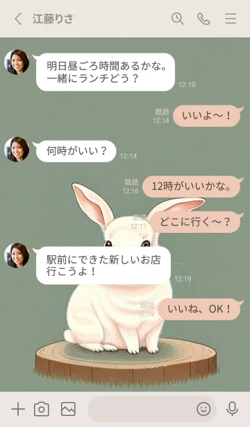 [LINE着せ替え] ふわふわのうさぎ 兔の画像3