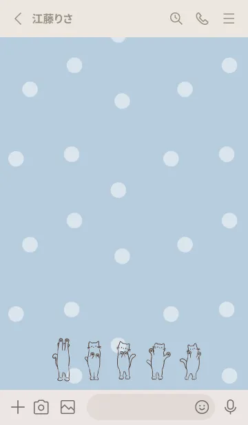 [LINE着せ替え] 立ち見ねこ -くすみブルー- ドットの画像2