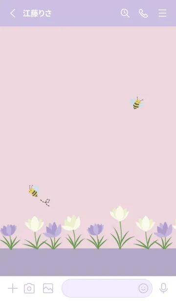 [LINE着せ替え] 春の花とハチ＊purple x pinkの画像2