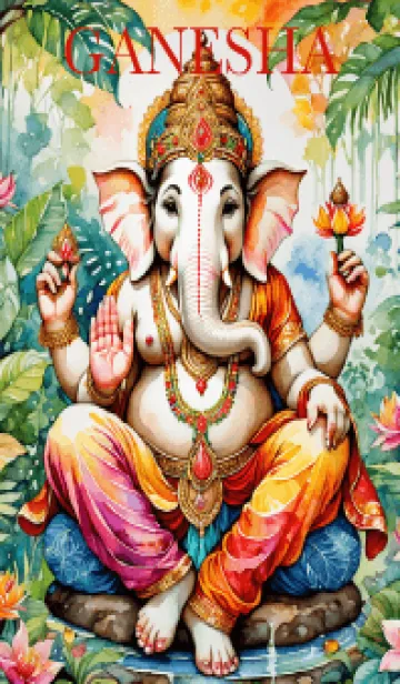 [LINE着せ替え] Ganesha Wealth & Wealth  Water Color(JP)の画像1