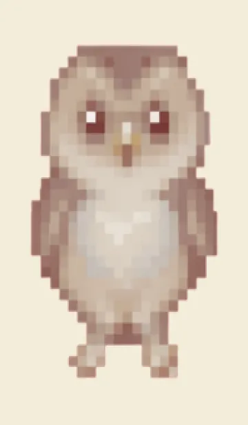 [LINE着せ替え] フクロウのドット絵のきせかえ Beige 03の画像1