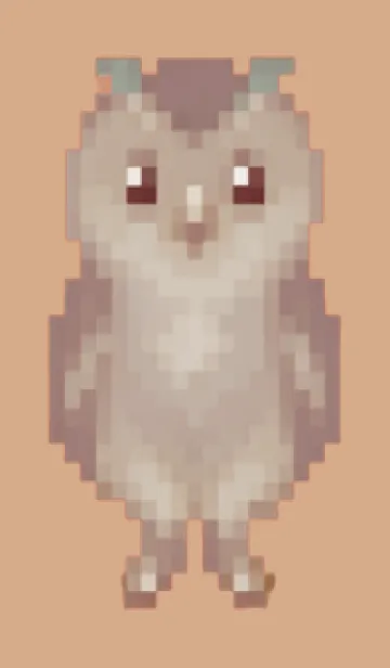 [LINE着せ替え] フクロウのドット絵のきせかえ Beige 02の画像1