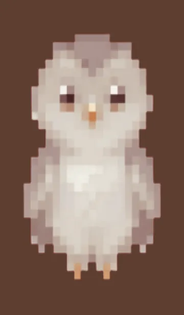 [LINE着せ替え] フクロウのドット絵のきせかえ Brown 01の画像1