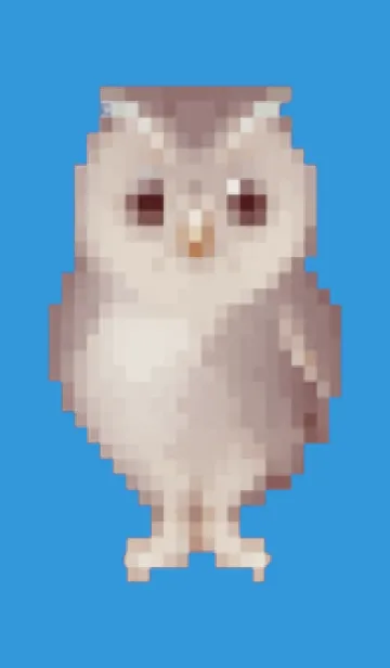 [LINE着せ替え] フクロウのドット絵のきせかえ Blue 01の画像1