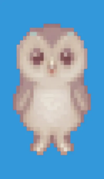 [LINE着せ替え] フクロウのドット絵のきせかえ Blue 02の画像1