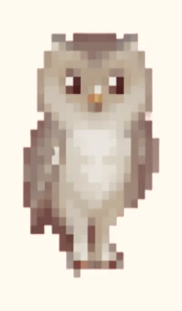 [LINE着せ替え] フクロウのドット絵のきせかえ Brown 04の画像1