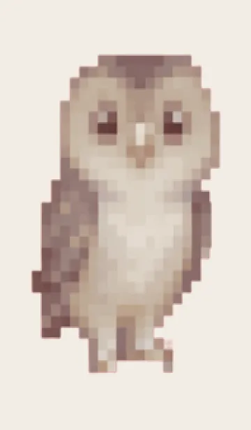 [LINE着せ替え] フクロウのドット絵のきせかえ Brown 02の画像1