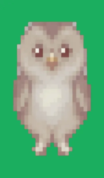 [LINE着せ替え] フクロウのドット絵のきせかえ Green 01の画像1