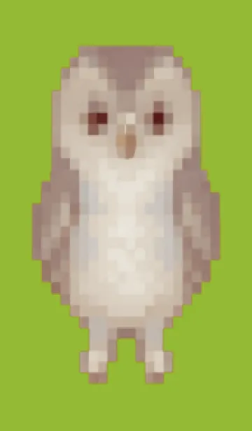 [LINE着せ替え] フクロウのドット絵のきせかえ Green 03の画像1