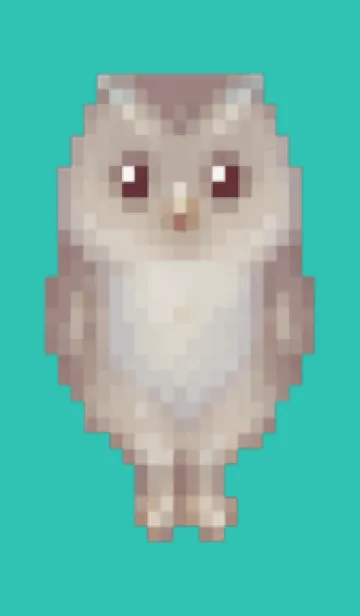 [LINE着せ替え] フクロウのドット絵のきせかえ Green 08の画像1