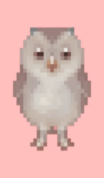 [LINE着せ替え] フクロウのドット絵のきせかえ Pink 02の画像1