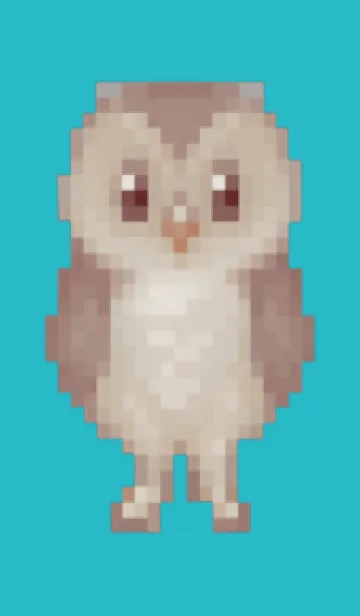 [LINE着せ替え] フクロウのドット絵のきせかえ Green 06の画像1