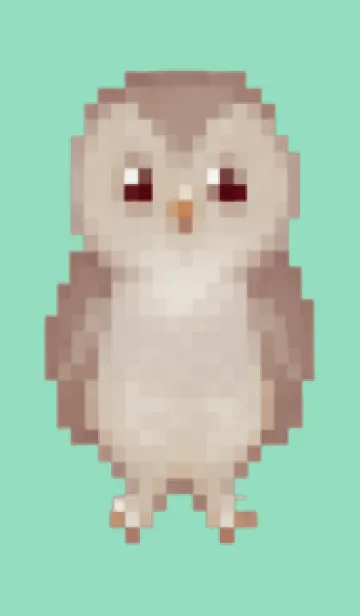 [LINE着せ替え] フクロウのドット絵のきせかえ Green 05の画像1