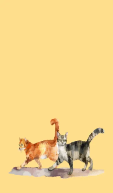 [LINE着せ替え] brown & yellow 二匹の猫の画像1