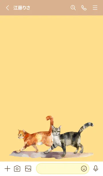 [LINE着せ替え] brown & yellow 二匹の猫の画像2