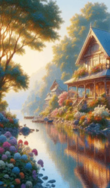 [LINE着せ替え] Beautiful house next to the riverの画像1