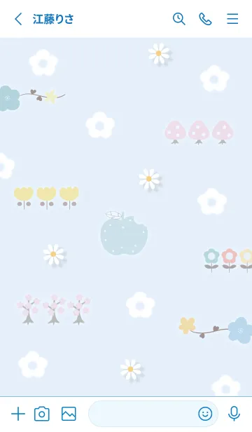 [LINE着せ替え] blue 花模様02_1の画像2