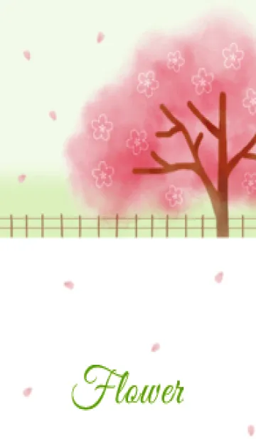 [LINE着せ替え] Flower 007 【桜×白×黄緑】の画像1