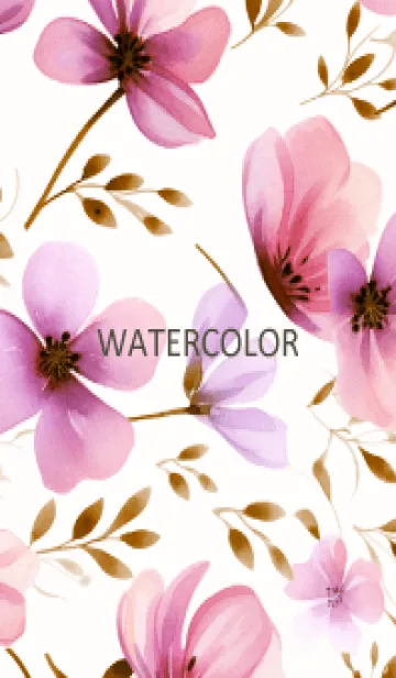 [LINE着せ替え] WATERCOLOR-PINK FLOWERの画像1