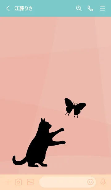 [LINE着せ替え] pink & light blue 蝶と猫の画像2