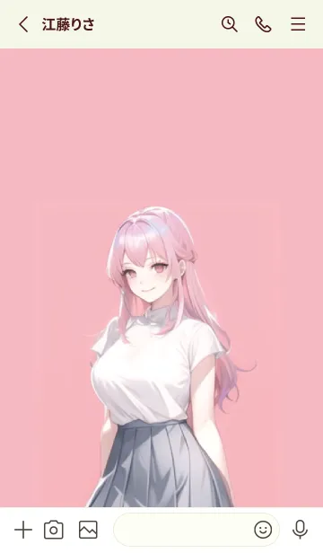 [LINE着せ替え] Cute pink hair girlの画像2