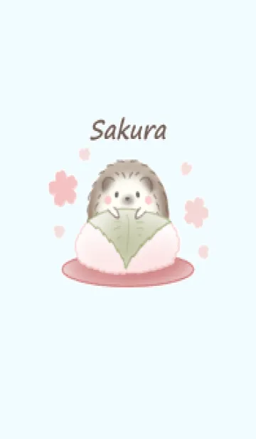 ハリネズミと桜 -ブルー-のLINE着せ替え