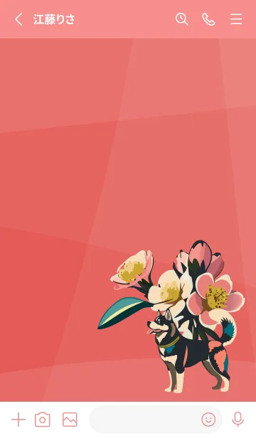 [LINE着せ替え] red 桜とシベリアンハスキーの画像2