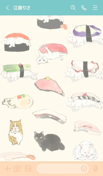 [LINE着せ替え] 3匹のすしねこの画像2