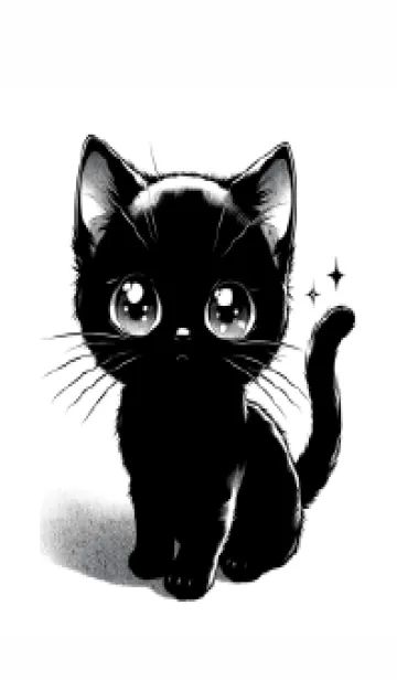 [LINE着せ替え] 小さな宇宙を見つめる黒い仔猫の画像1