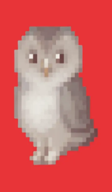 [LINE着せ替え] フクロウのドット絵のきせかえ Red 04の画像1