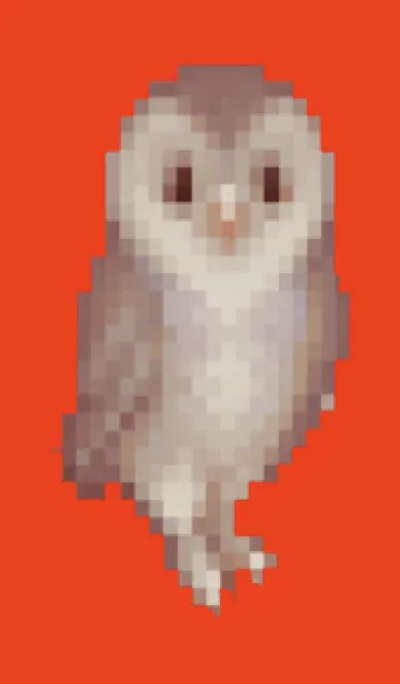 [LINE着せ替え] フクロウのドット絵のきせかえ Red 02の画像1