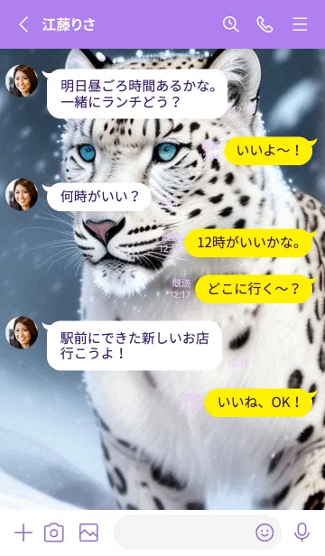 [LINE着せ替え] 夢幻の白いスノーヒョウ UrqJ2の画像3