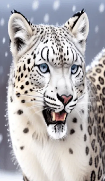 [LINE着せ替え] 夢幻の白いスノーヒョウ 16LgWの画像1