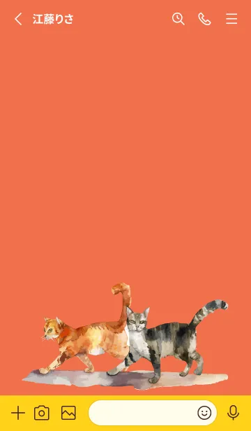 [LINE着せ替え] red & yellow 二匹の猫の画像2