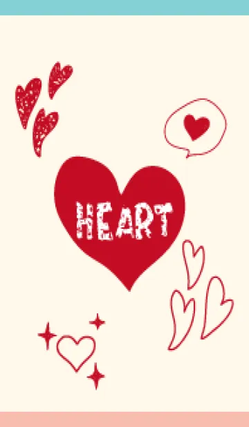 [LINE着せ替え] 手描きのハート ピンクと水色の画像1