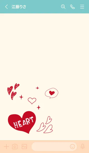 [LINE着せ替え] 手描きのハート ピンクと水色の画像2